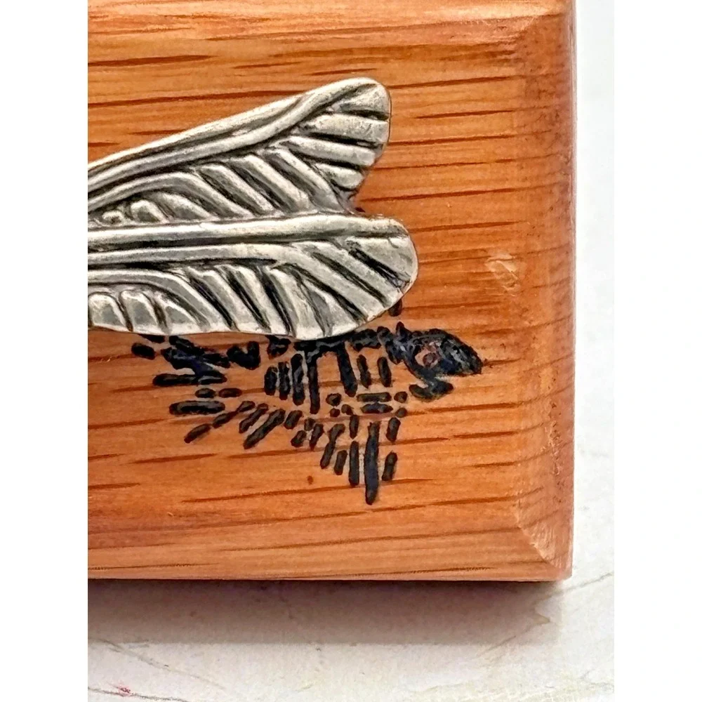 Artisan Signed Oak Dragonfly 3 Hook Key Rack Handmade 2024 Bradenton FL Bonefish